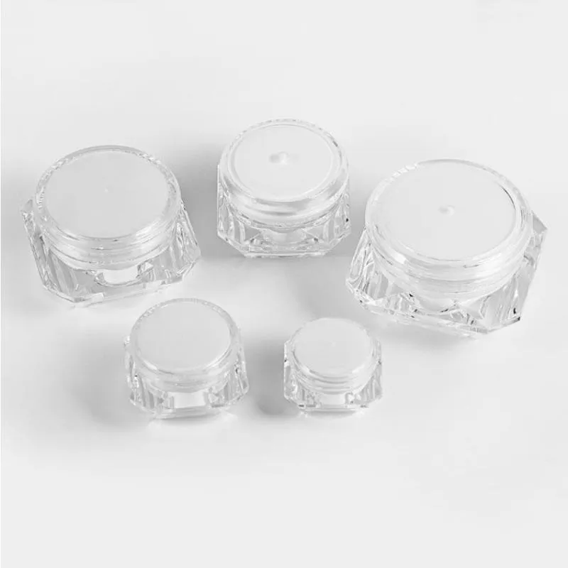 Bouteille cosmétique vide rechargeable 5g 10g 15g, pot de crème en plastique blanc, échantillon de diamant, conteneur d'emballage de cosmétiques Lgvol