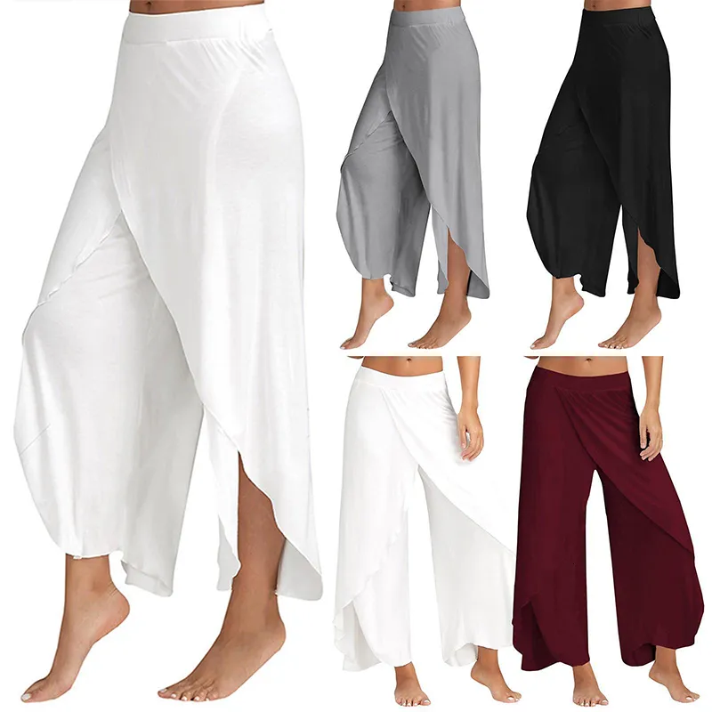 Kadınlar İki Parçalı Pantolon Kadın Geniş Bacak Pantolon Gevşek Fitness Yoga Bölünmüş Pantolon Mandala Açık Bacak Pantolon Konfor Çingene Hippi Aladdin Harem Pants 230912