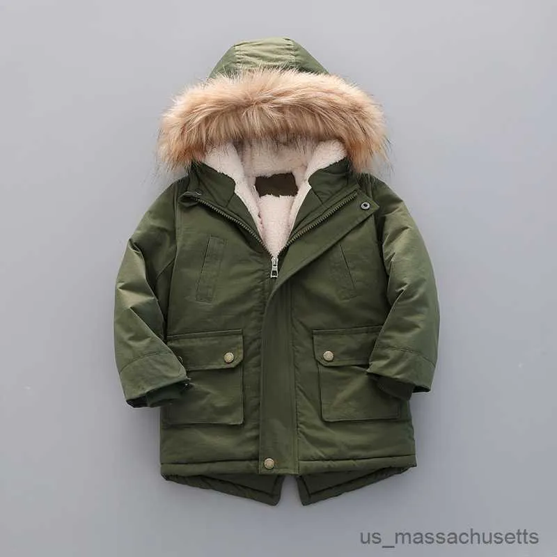 Ceketler 2 7 Kış Boys Ceket Windbreaker Sıcak kalın yakalı kızlar ceket kapşonlu çocukların dış giyim çocuk kıyafetleri R230912