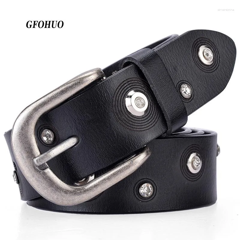 Cintos de couro genuíno elegante mulheres retro legal redondo rebite senhoras cintura europa e os estados unidos cinto de vento para jeans