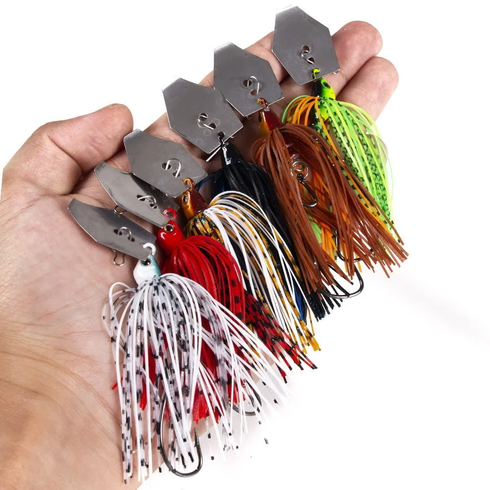 Appâts Leurres 1 pièces pêche 100mm 11g lame appât en métal avec jupe en caoutchouc artificiel Wobbler Buzzbait gabarits leurre Spinner cuillère pour brochet 230911