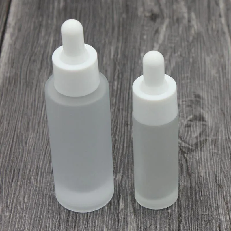 Classic 15ml 30ml frost bottle clear glass dropper eye essential oil serum bottles with white cap Dpgrt