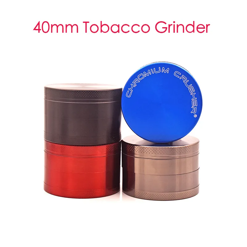 Colorido 4 capas 40 mm CRUSHER Molinillo de metal Aleación de zinc Molinillos de hierbas fumar Accesorio cnc filtro de dientes neto seco meatal hierba molinillo de tabaco LOGOTIPO PERSONALIZADO