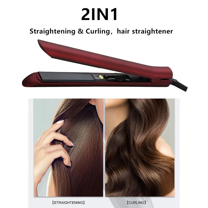 Professional 2 in 1 Tourmaline Ceramic Hair Straightener and Curler Flat Iron