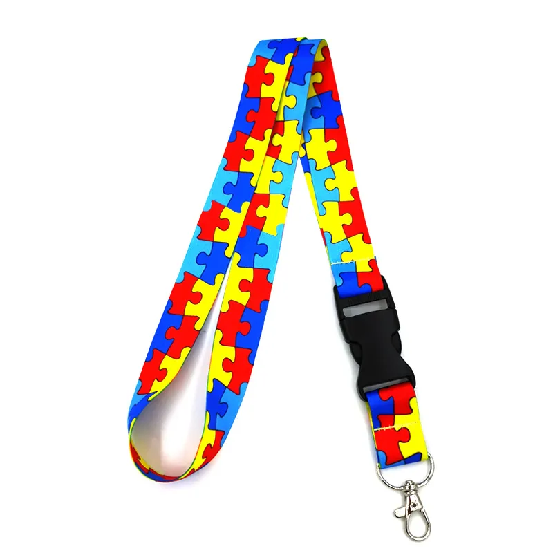 Anime Cartoon Autism Pattern Rainbow Necklace Set With Ribbons And ID Badge  Holder Perfect Gift From Wholesale2012, $1.51