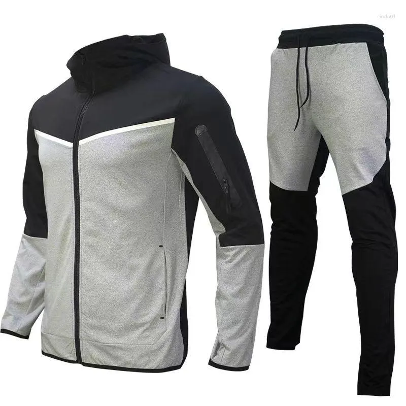 Tute da uomo Set da uomo Sport autunnali e invernali Felpa con cappuccio con cerniera Tuta Pantaloni per il tempo libero Set da 2 pezzi