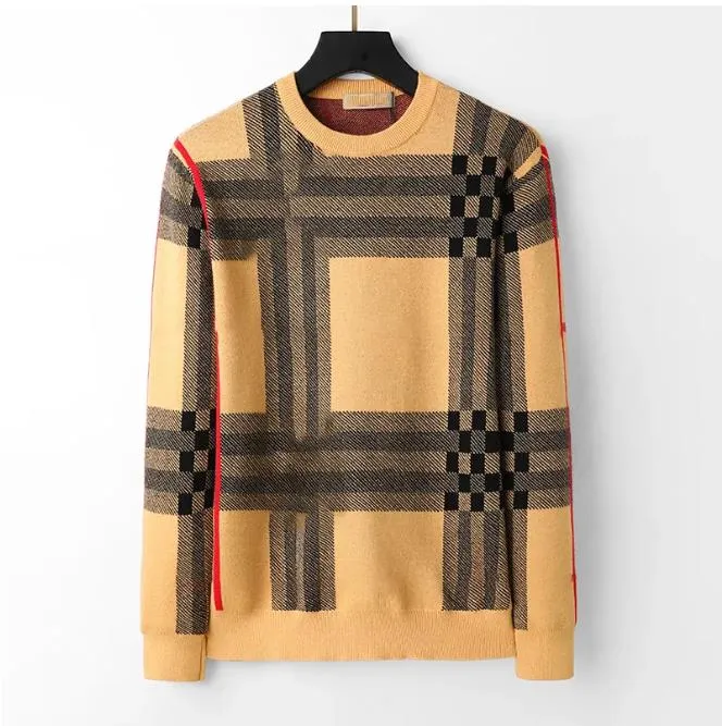 Suéteres Designer Sweater Mens Sweater Preto Azul Amarelo Malha Quente Lã Clássico Xadrez Stripe Marca Roupas Moda Manga Longa Homens de Luxo