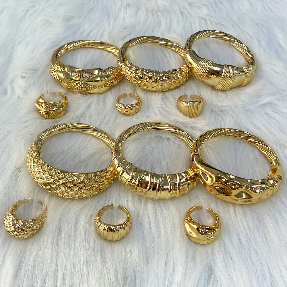 حلقات سوار الإسهال مجموعة مجوهرات دبي للسيدات البرازيلي الذهب مطلي بالذكرى السنوية