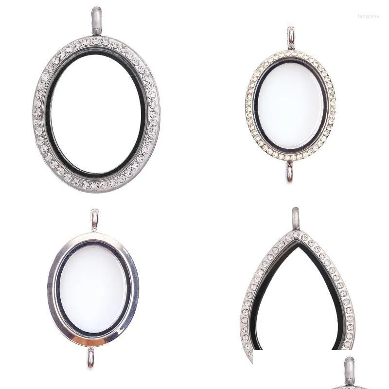 Hänge halsband 10st legering kristall geometrisk glas po oval flytande skåp levande minne handgjorda smycken droppleverans hängen dh5gl