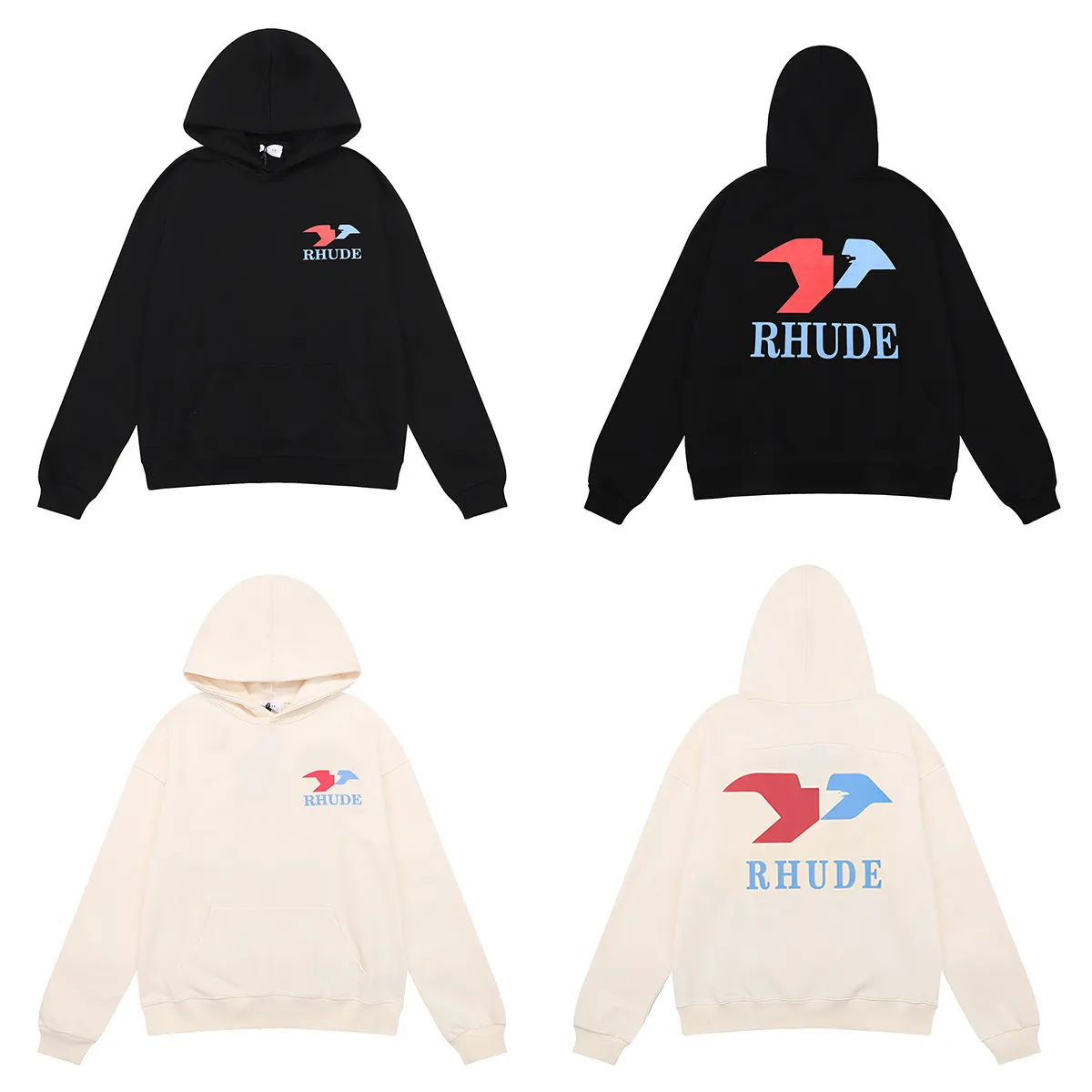 Pigeon Graphic Print Mens Designer Hoodie Long Sleeve Rhude Hooded Sweater Men Women Sweatshirts Luxury Hip Hop Brand Size S-2xl