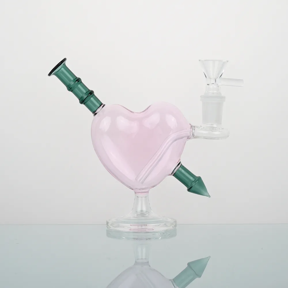 Hurtowy kształt serca palenie szklane różowe dziwki/różowe serce modelka szklana/szklana różowy bong hikah