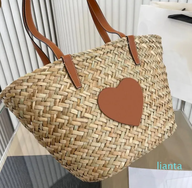 Designer Crossbody Beach Bag Luxury Fashion Summer Straw Weave Bucket Weekend Shopping Bag