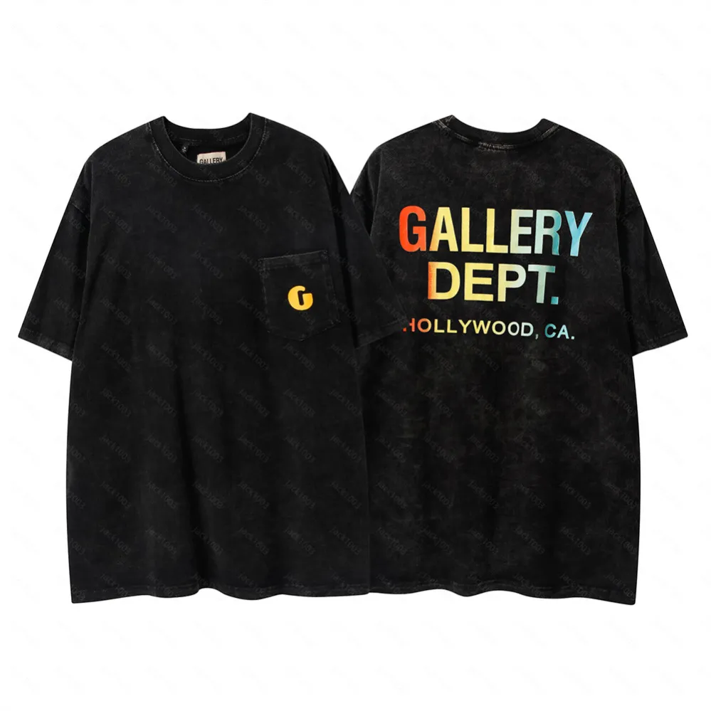 Galleries DEPT Harajuku 23SS Spring Vintage gradient Washed Letters Printed Logo T Shirt Loose Oversized Hip Hop Unisex Short Sleeve Tees 02