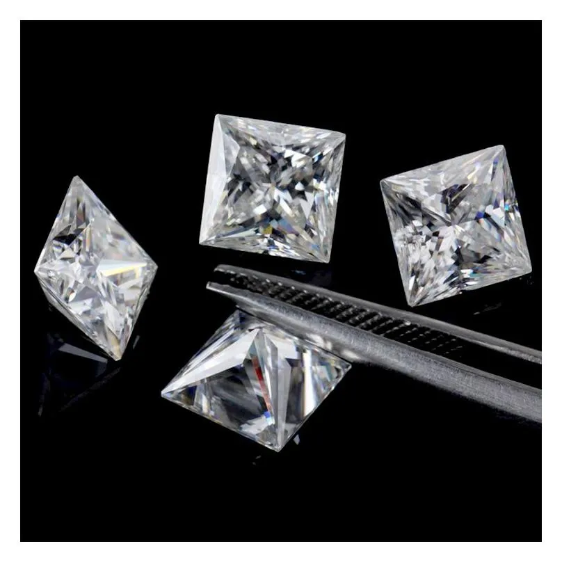 ルーズダイヤモンドハイグレード非常に優れたブリリアントカットスクエア2x2-4x4mm great fire e-f color moissanite gemstone合成d dhgarden dhpbz