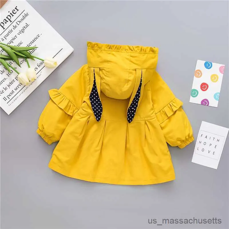 Vestes fille automne veste à capuche fille coupe-vent manteau mignon longue oreille lapin haut 2-4 ans R230912