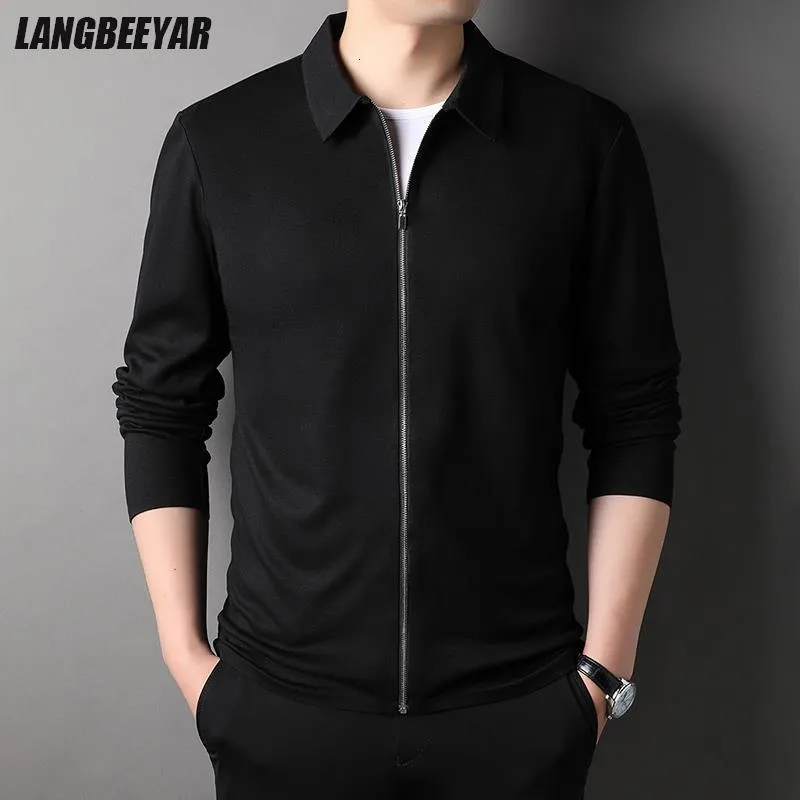 Męskie kurtki najwyższej klasy projektant marki Lapel Casual Zippe Mode Men Kurtka Windbreaker Płaszcze Solidny kolor w stylu koreańskim odzież 230912