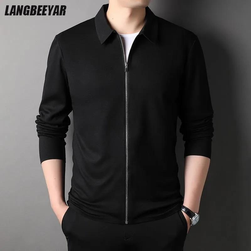 Herren Jacken Erstklassige Marke Designer Revers Casual Reißverschluss Mode Männer Jacke Windjacke Mäntel Einfarbig Koreanischen Stil Kleidung 230912