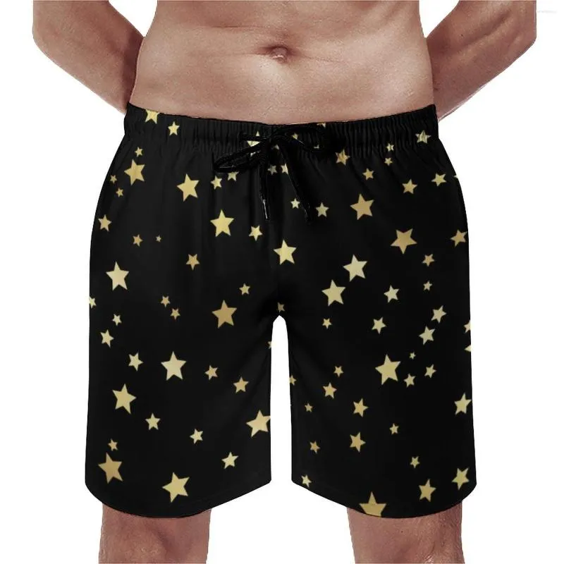 Herren Shorts Board Golden Star Print Hawaii Badehose Sterne Muster Männlich Bequem Laufen Surfen Qualität Plus Size Strand