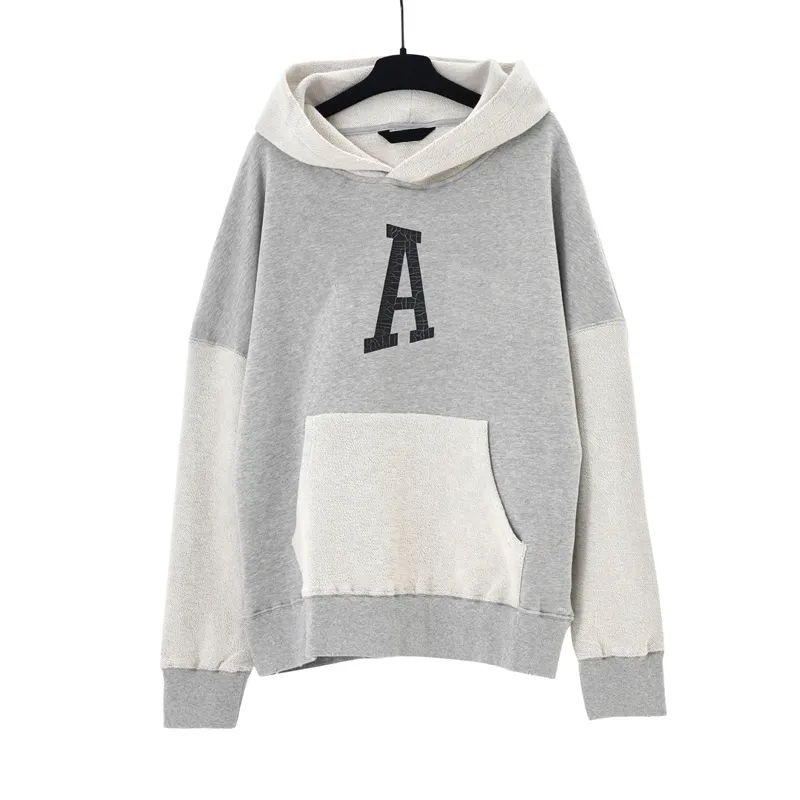 Stijlvolle herfst-winter heren patchwork hoodie oversized zak hoody unieke gebarsten print casual hooded sweatshirt trui voor dames 23FW Sep 12thh