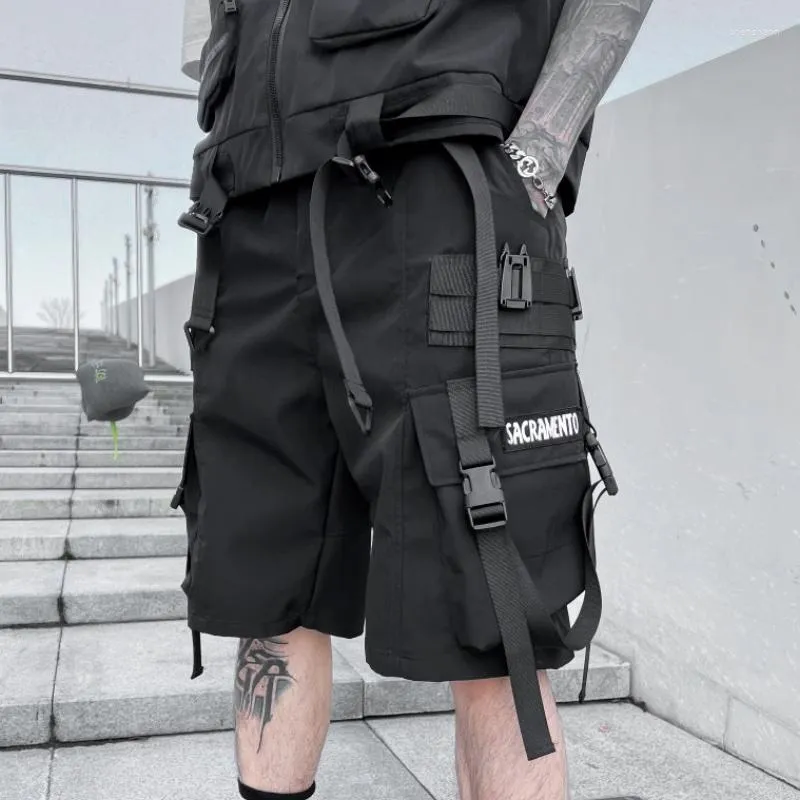Shorts masculinos impressão única casual homens solto botão baggy coreano moda elegante roupas masculinas verão praia punks hip hop streetwear