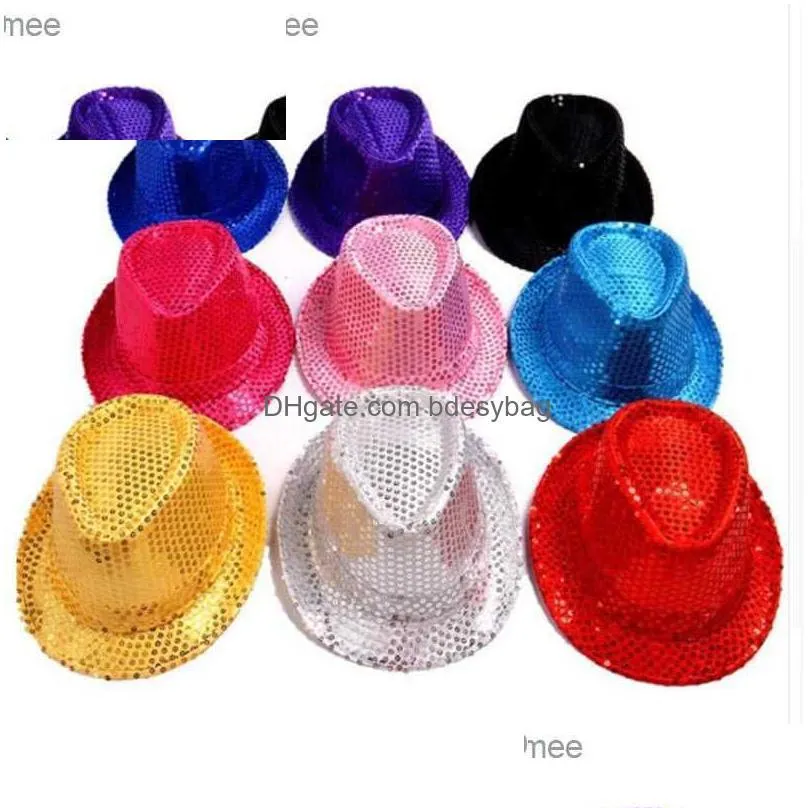 fashion boys and girls men`s sequin hats bow gloves birthday party hats jazz dance performances props costumes wedding decorations