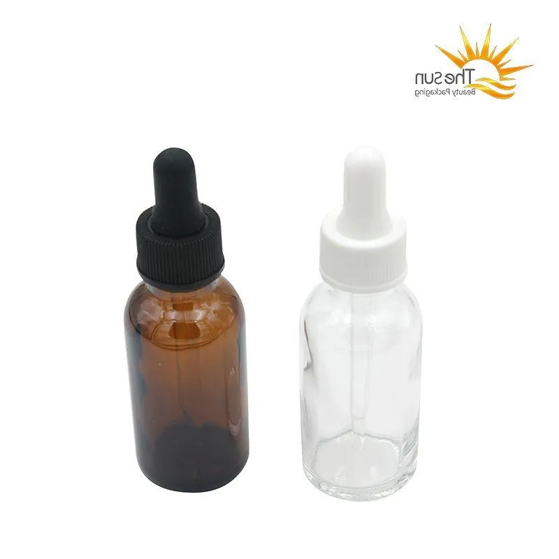 15ml 30ml Bottiglie con contagocce in vetro ambrato Reagente liquido Contenitore per pipette Contagocce Aromaterapia Bottiglia di olio essenziale Trasparente Pemou