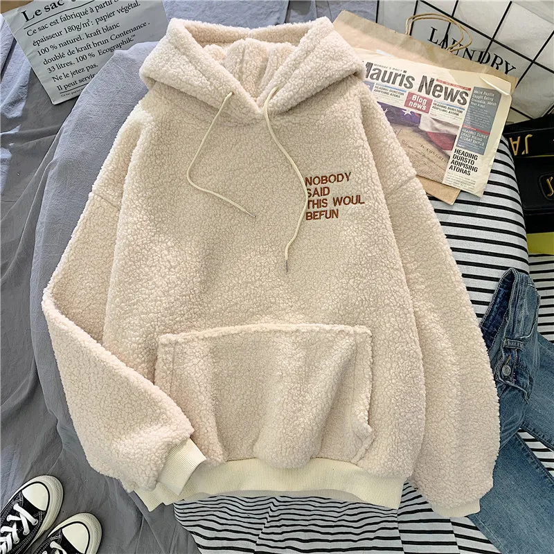 Sweats à capuche pour femmes Sweatshirts Automne Hiver Manteau Rose Doux À Capuche Désolé Imprimer Harajuku Lâche Poche À Capuche Femmes Polaire Flanelle Pull Femme Sweat 230911