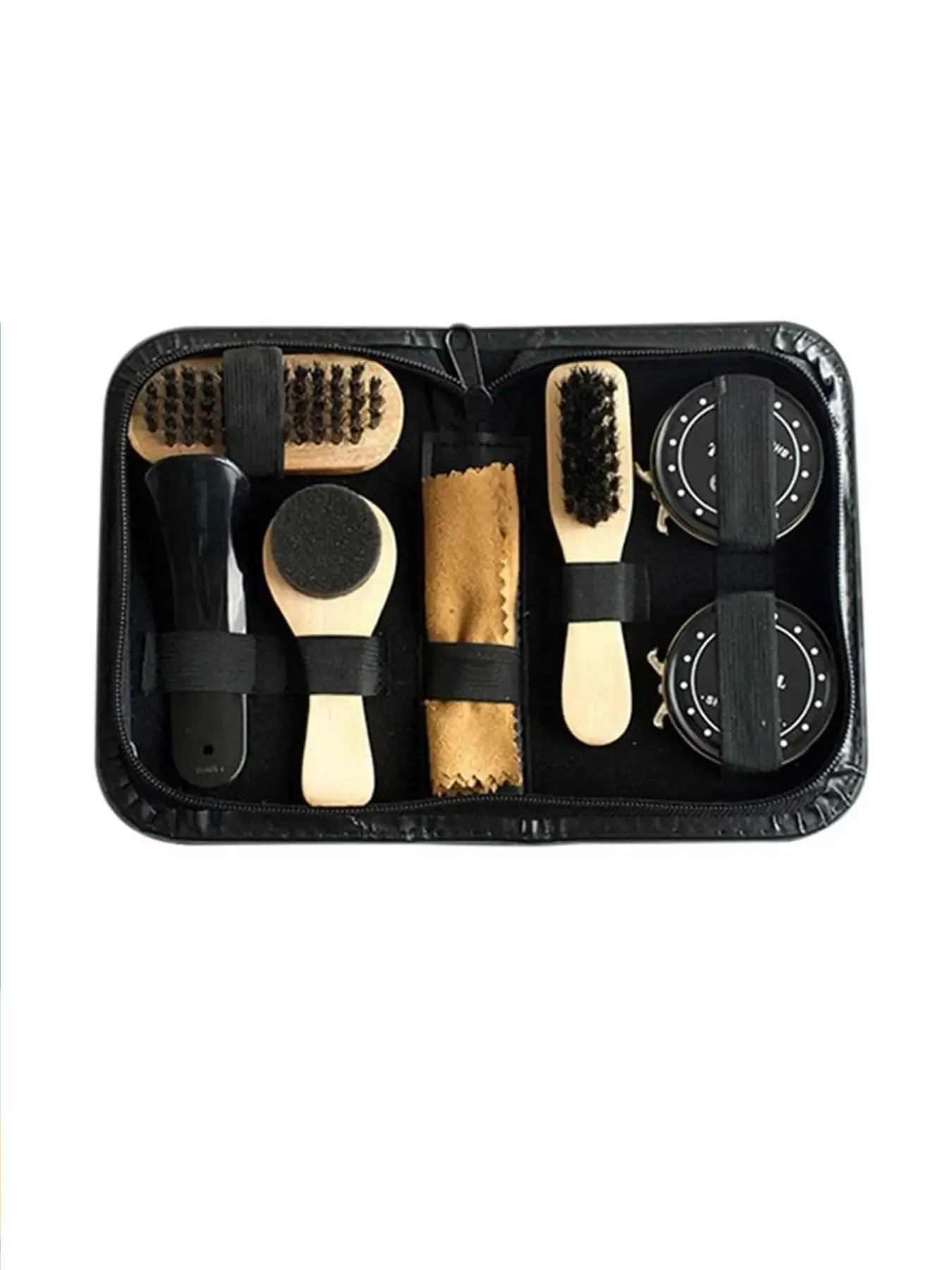 8st Shoe Shine Care Kit Black Transparent Polish Brush Set