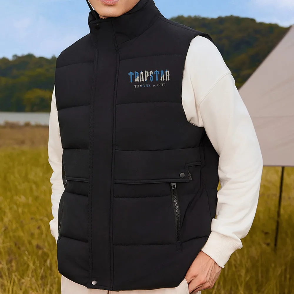 ジャケット・アウター Trapstar down vest-black trapstar-decoded-black-white-