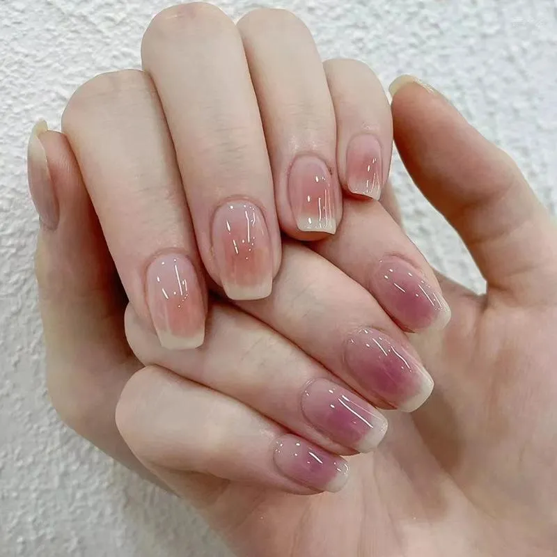 Unhas falsas, pêssego, blush, manchas, produtos de manicure, adesivo reutilizável, suprimentos para unhas falsas, cola, coisas, capa completa, dicas, designer