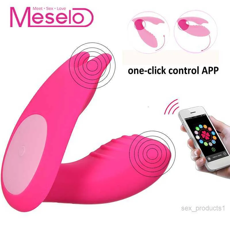 Meselo indossabile vibratore telefono app telecomando 7 velocità doppia testa giocattoli del sesso per donna clitoride G-spot vaginali vibratori dildo Y18102906019C