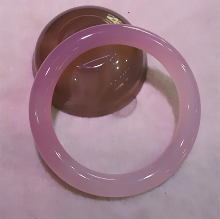 Chalcedony Agate Jade Bangle Round Bar Jadeite Bangle Purple Pink Jade for Woman Gift -armband