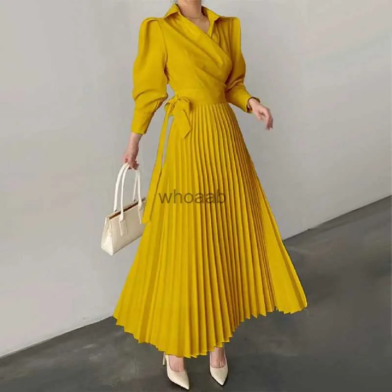 Magnificentfor Woman Womens Dress Designer Clothing Långärmning Högwaist Luxury Pleated Dress Autumn Party Female Hängande Elegant Vintage Casual HKD230912