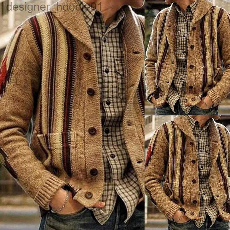 Chandails pour hommes Pulls pour hommes hauts décontractés hommes col châle pull Cardigan à manches longues fermeture éclair tricoté manteau tricots mode Jacquard manteaux mâle automne L230912