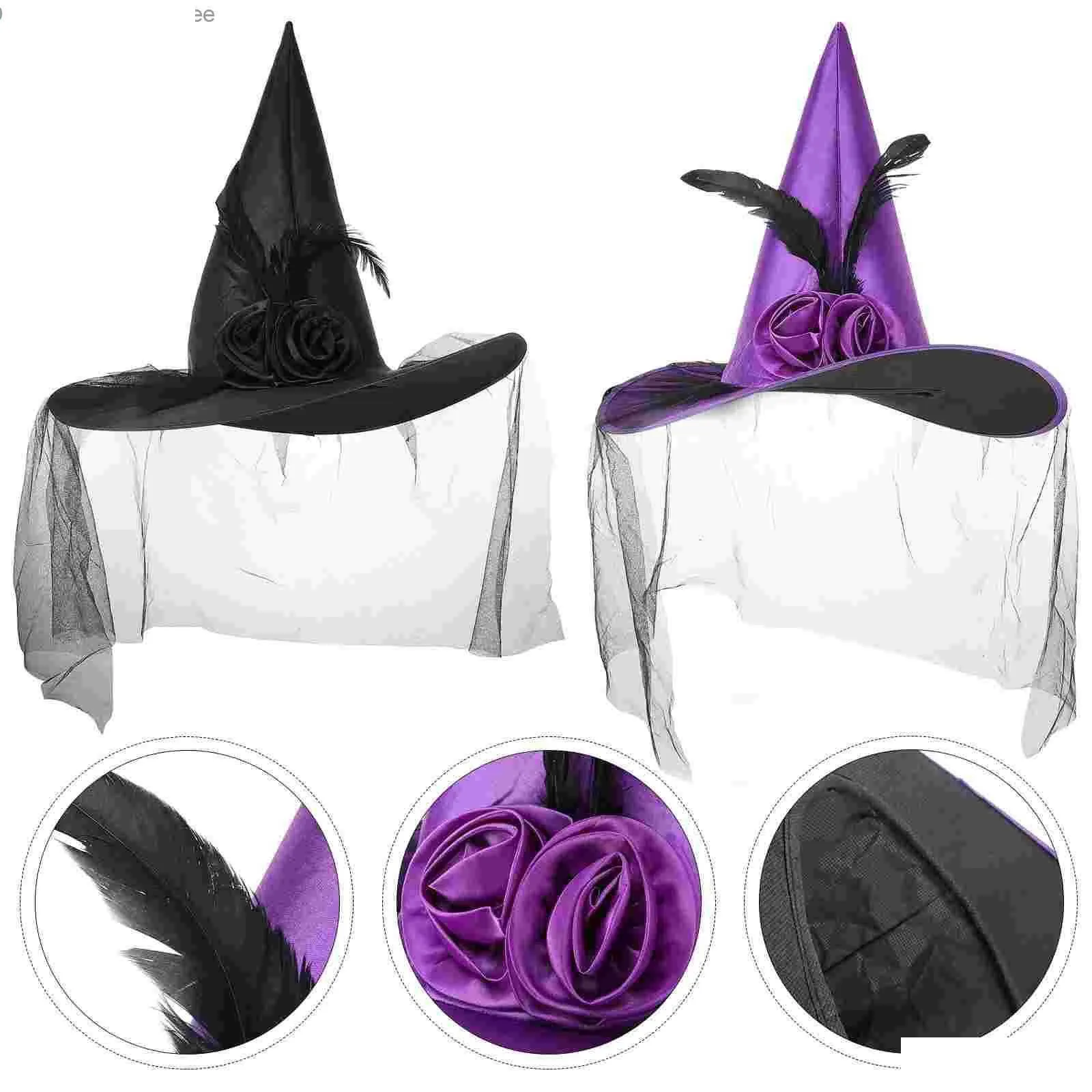 Party Hats 2 Wizardry Witch Womens Props Halloween karnawał Miss Hair Jewelry Z230809 Drop dostawa domowy ogród świąteczne zapasy dhrzl