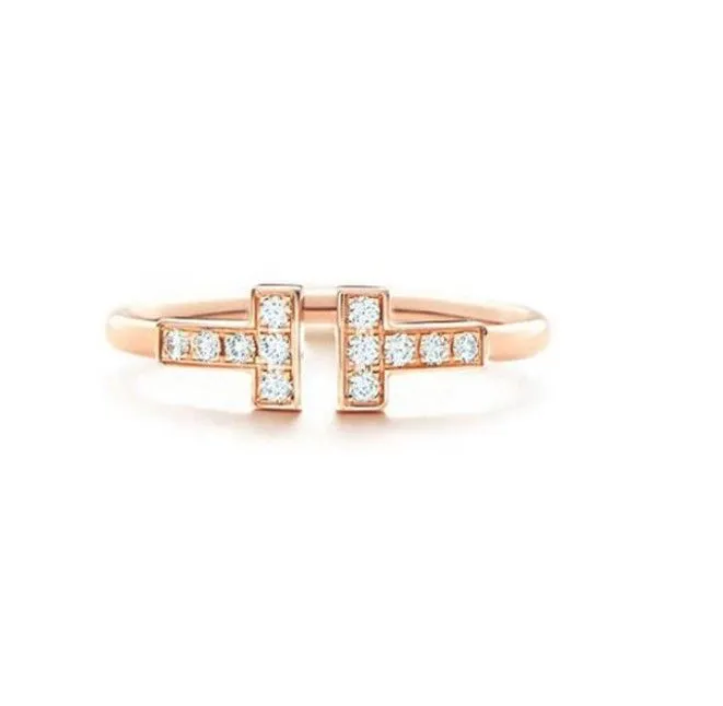 Sier diamant amour bague plaqué or bijoux de créateur de mode pour les femmes bague de mariage avec boîte cadeaux de fête en gros