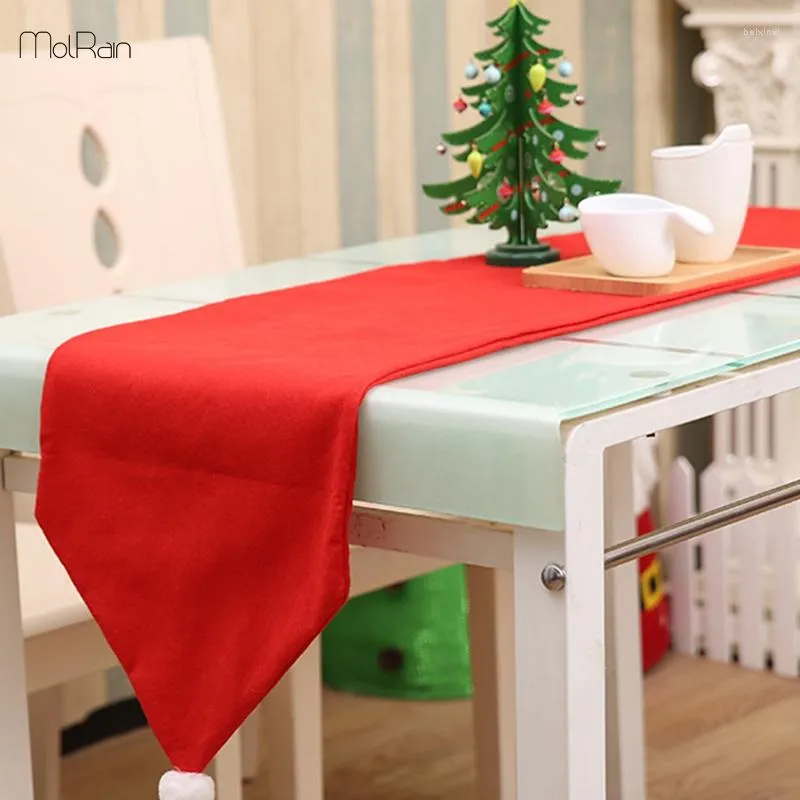 Table Runner 4pcs Christmas For Dining Room Non-woven Fabric Red Color Festival Runners With Ball Kitchen Decoration