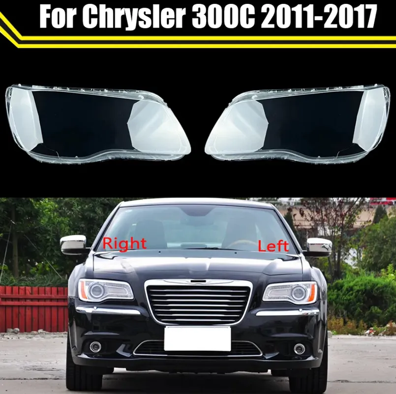 Bilstrålkampskydd för Chrysler 300C 2011-2017 Transparent lampskärmslampdäcke huvudlampmask för strålkastare