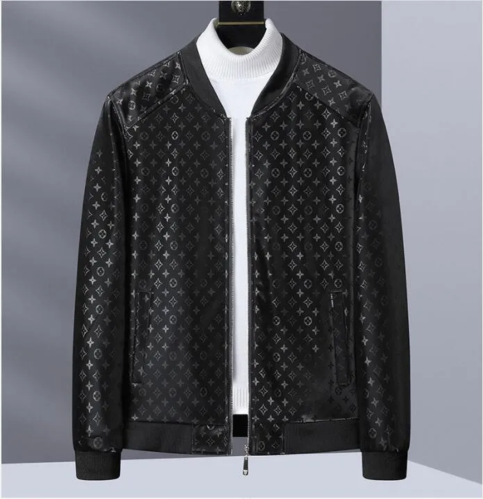 2023 Chaqueta para hombre de diseñador Chaqueta de cuero estampada para cuello de béisbol juvenil para hombres, chaqueta de cuero negra informal de primavera y otoño, abrigo para hombres de otoño e invierno