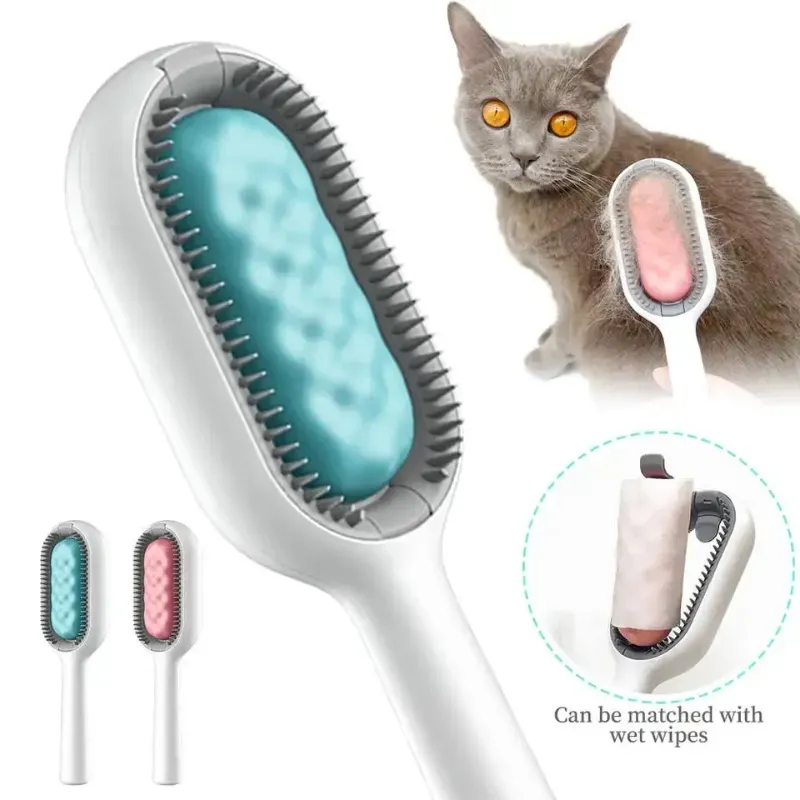 Haustier-Sprühbürste Mit Wassertank – 2-in-1 Katzenbürste, Mit Entriegelungsknopf, Weiß, Für Hunde & Katzen
