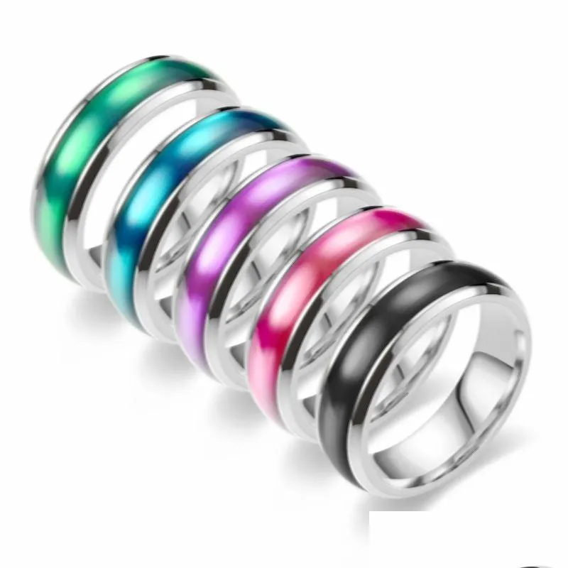 Bagues de bande Design classique Bague en acier inoxydable émaillé coloré pour la livraison directe en gros Dhui9