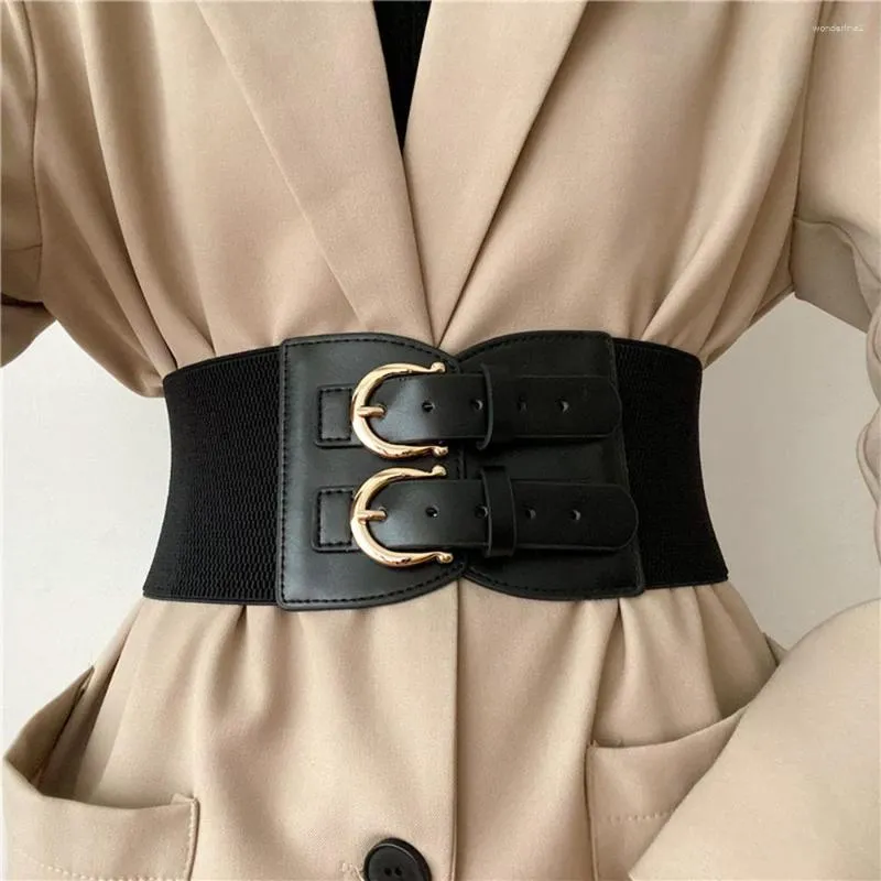 Vintage Wide Cinch Faux Leather Belt For Womens Dresses Elastic