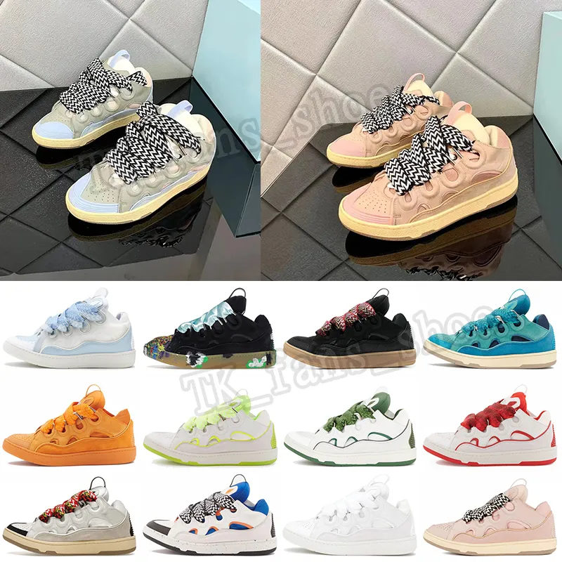 Luxe Lavin Cuir Curb Baskets Designer Robe Chaussures Pour Lavins Hommes Femmes À Lacets Casual Sneaker Plat En Cuir De Veau En Caoutchouc Nappa Platformsole chaussures de sport formateurs