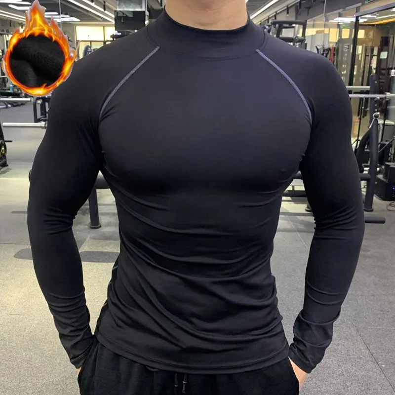 T-shirts pour hommes T-shirts d'entraînement pour hommes T-shirt d'hiver pour hommes col rond mince manches longues Gym Rashguard Compression course sous-vêtements de sport 230912