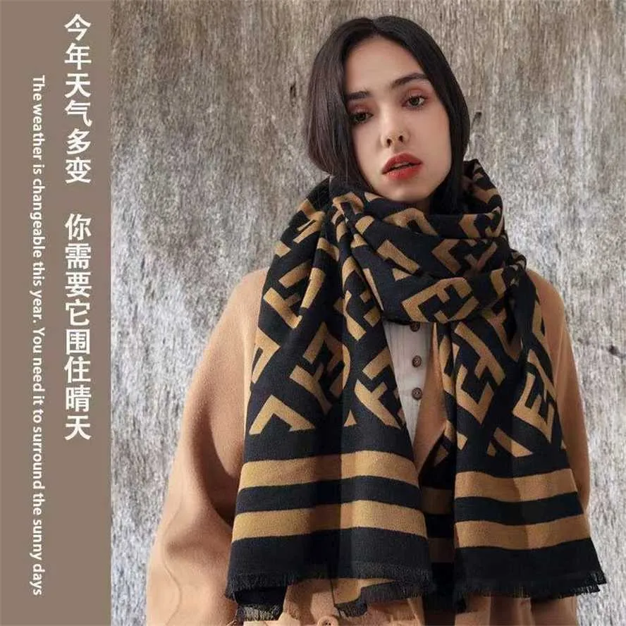 30% OFF scarf Autumn Winter New Women's Scarf Shawl with Cashmere Champagne Gold Print for Warm and Stylish Texture