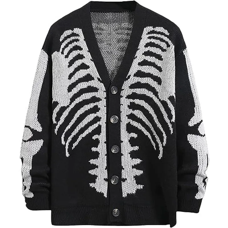 Höst- och vintertröja kappa New Jacquard Halloween Knit Cardigan Woman