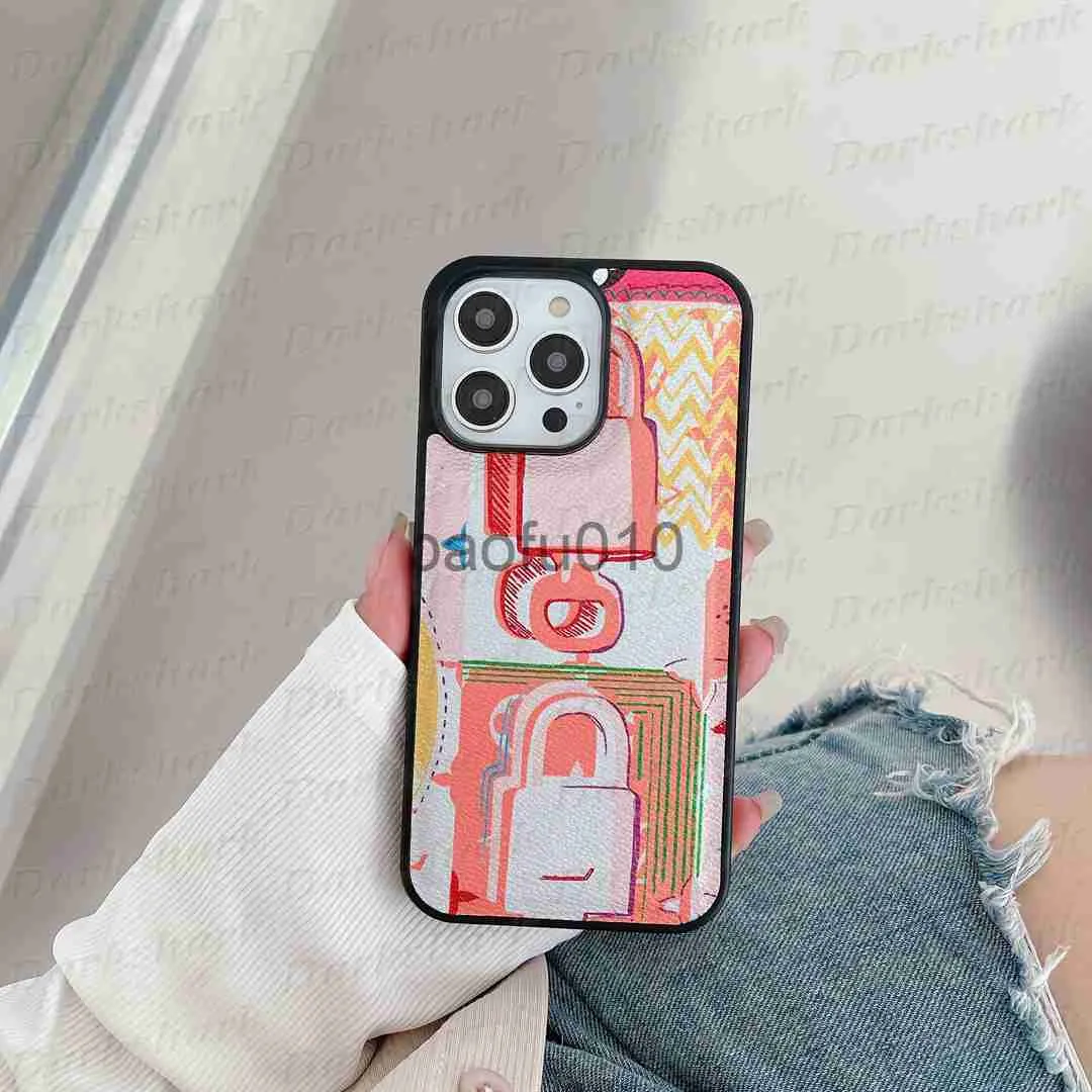 Cell Phone Cases Fashion Cartoon Print Phone Case for iPhone 15 14 13 12 11 Pro Max X Xs Xr 8 7 Plus Leather Flower Designer Cellphone Antishock Cover Samsung S23 S22 S21 S2