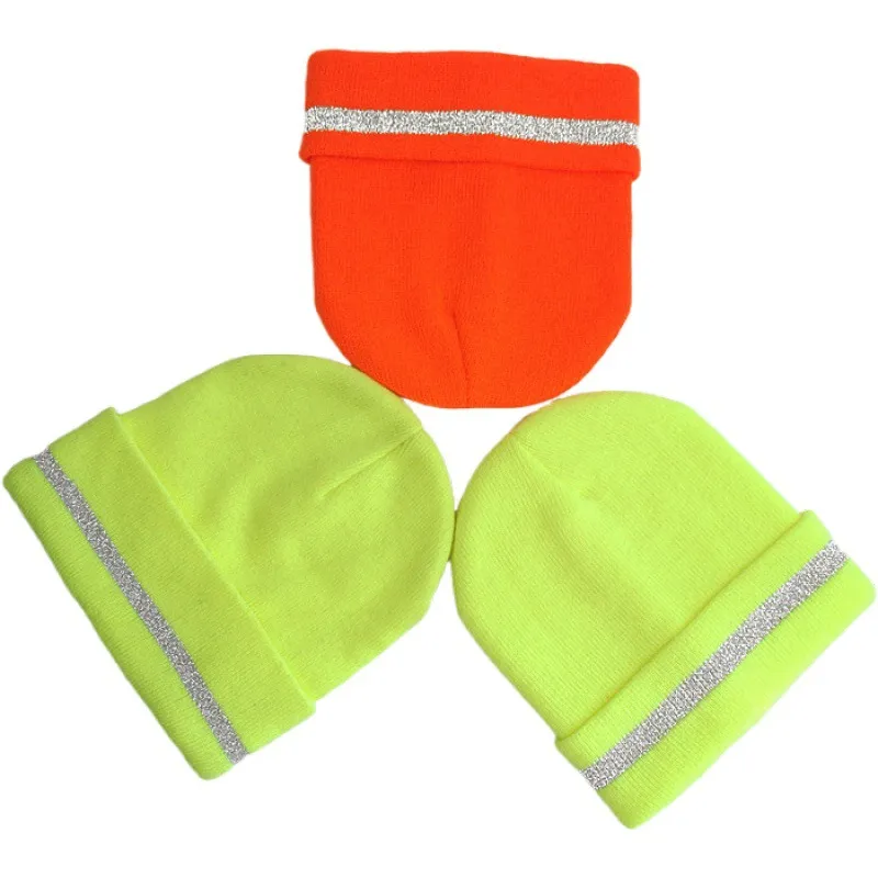 Bonnets réfléchissants Chapeaux Vêtements de travail Tissu de travail Acrylique Tricoté Hiver Chaud Pour Adultes Hommes Femmes Hiver Tête Chauffe-Cheveux Bonnet En Gros