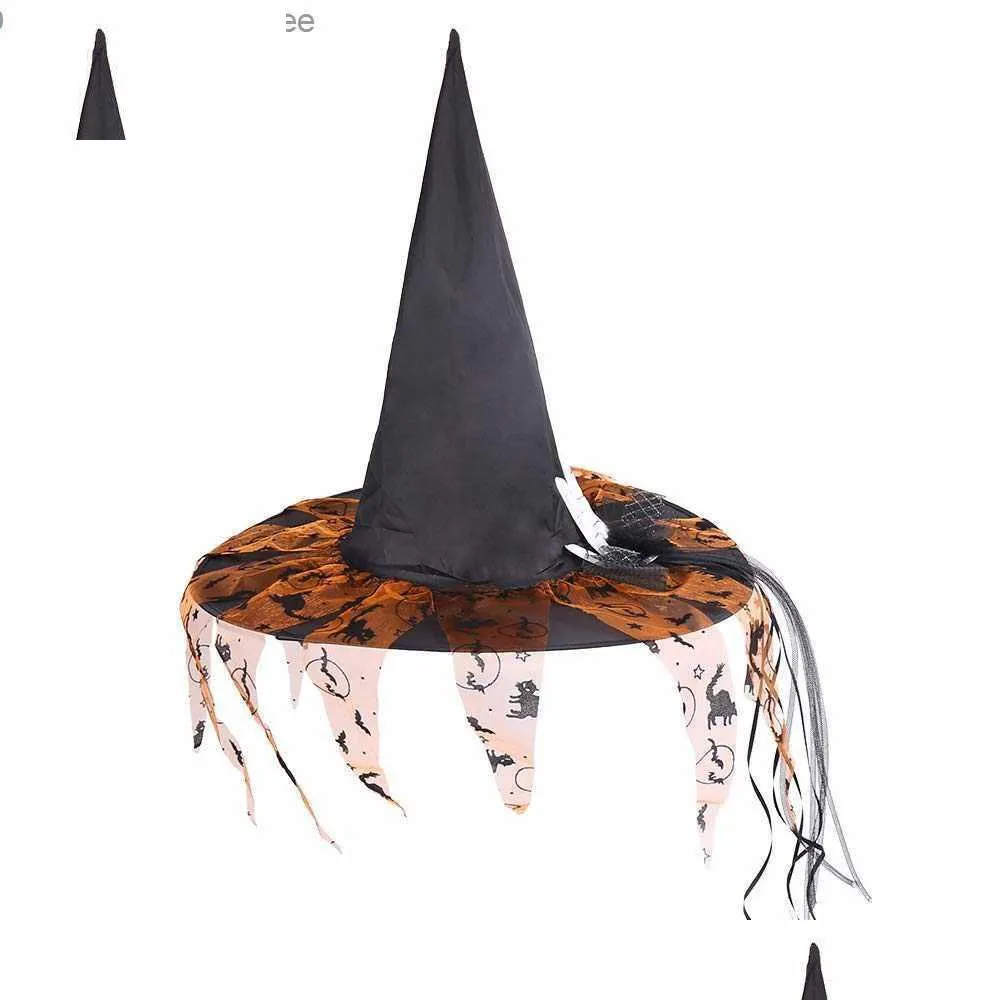 Sombreros de fiesta Halloween Sombrero para mujer Bruja plegable Oxford Tela Disfraz Juego de rol Decoración para el cabello Z230809 Entrega de gotas Home Garden Festiv Dhkcu