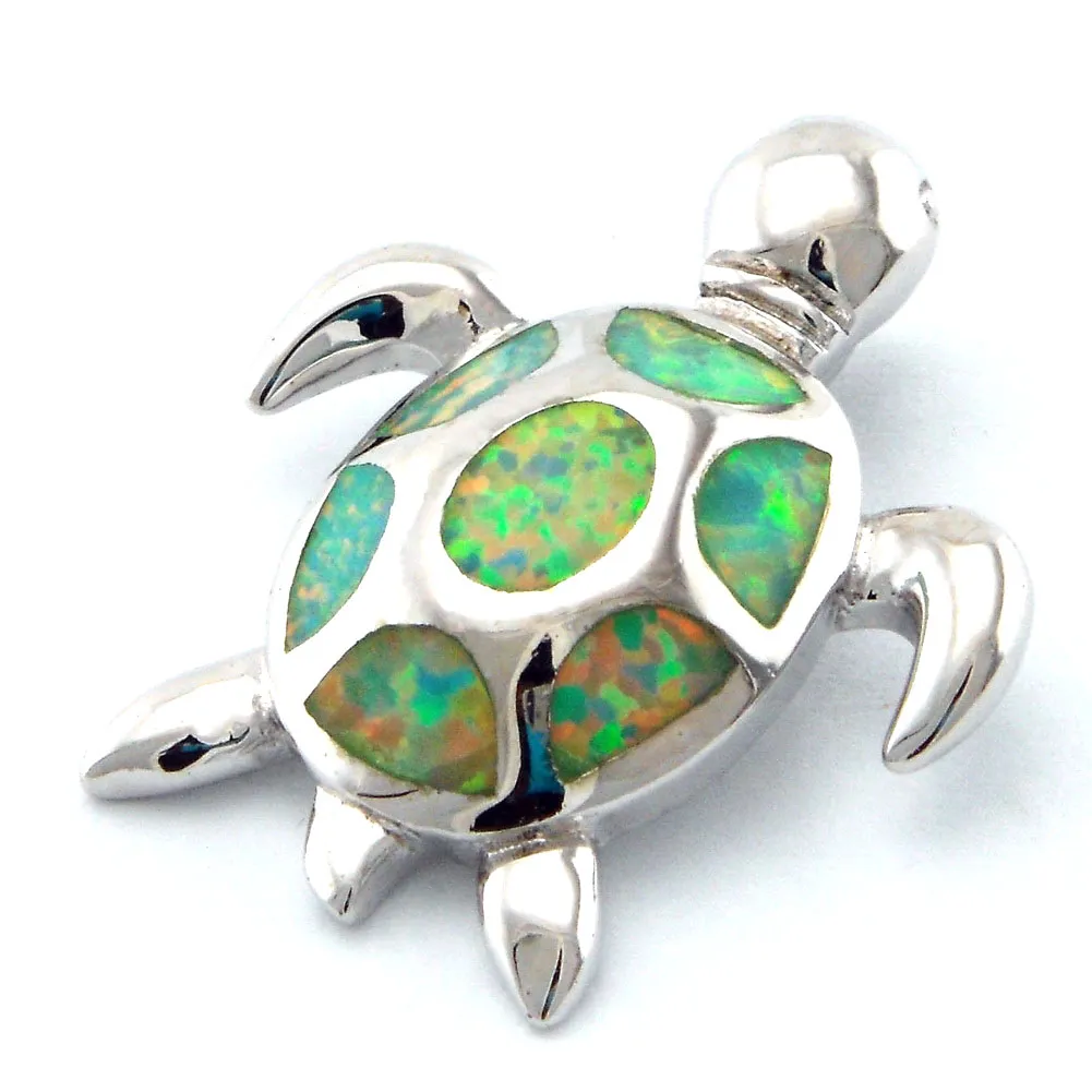 Women jewelry Necklace Sea Turtle Jewelry Fashion Green Opal Pendant Mexican Opal Necklace 925 Stamped